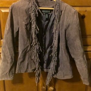 Vintage Dialogue Purple Leather Fringe Jacket